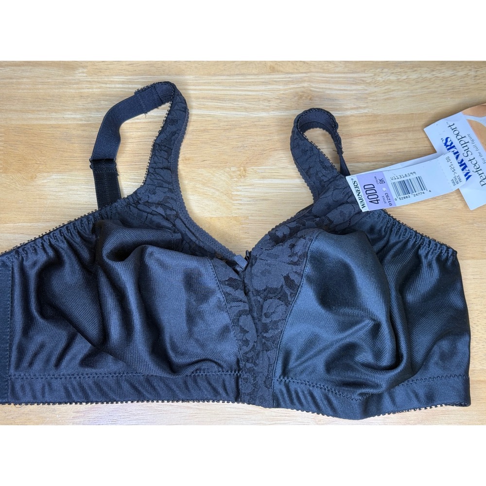 Warners Lace Dressing Soft Cup Bra 40DD‎ Black Perfect Support 1293 Non-Wired